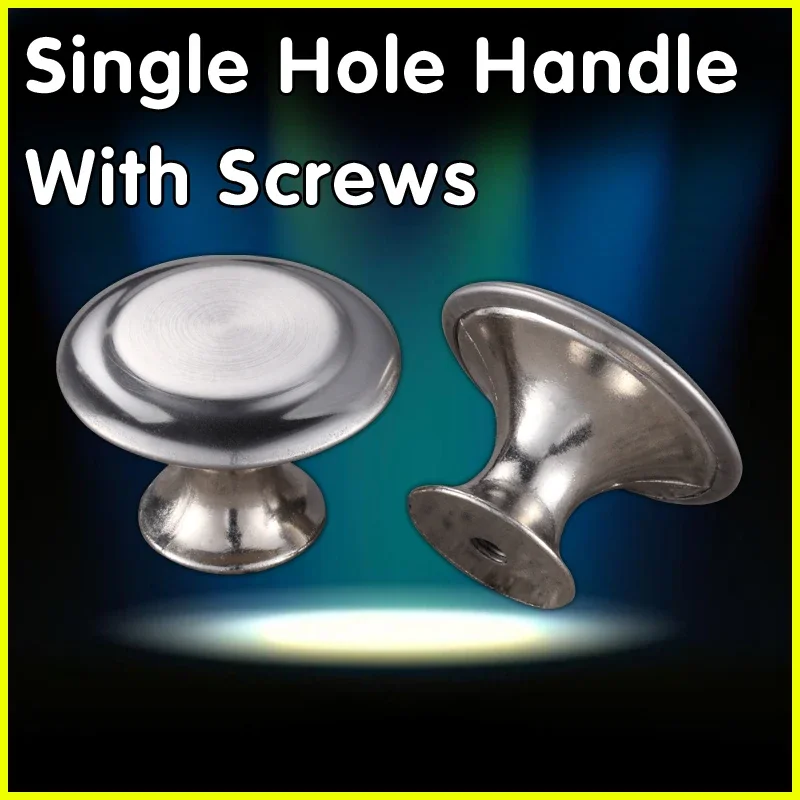 Cabinet Knob Stainless Steel Cupboard Pullers Drawer Knobs Furniture Wardrobe Round Handle Kitchen Door Pulls Hardware DIY