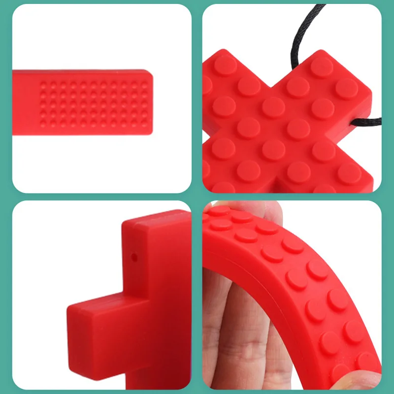 Pet and Baby Cross Border Autism Children Skull Gutta-Percha Sensory Chewing Necklace Silicone Teether Grinding Machine Pendant 4