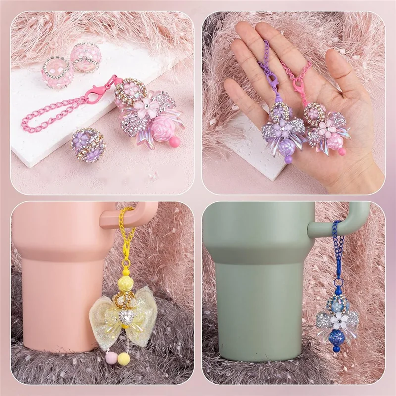Hot Selling-Beaded Cup Charms Metal Cup Chain Decoration Beaded Cups Accessories For Cup,Beaded Charms Metal Chain Decor