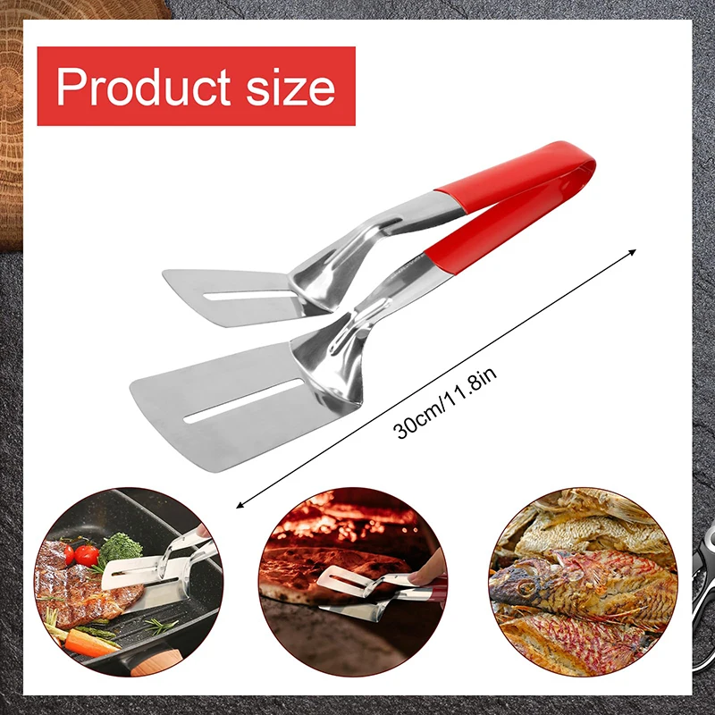 Stainless Steel Steak Clip Pancake Barbecue Spatula Clip BBQ Tongs Frying Fish Spatula Bread Household Kitchen Tool
