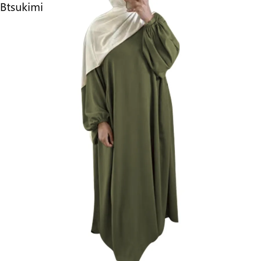 Modest Abayas for Women Dubai Muslim Maxi Dress Loose Casual Comfort Robe Spring Lantern Sleeve Vestidos Ladies Islamic Clothing