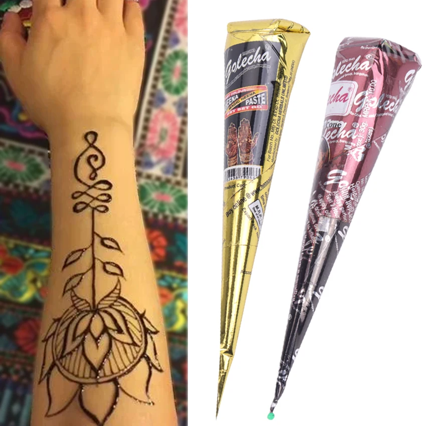

1PC Diy Tattoo Sticker Body Painting Art Hand-Painted Paste Natural Temporary Flash Tattoo Paste Black Brown