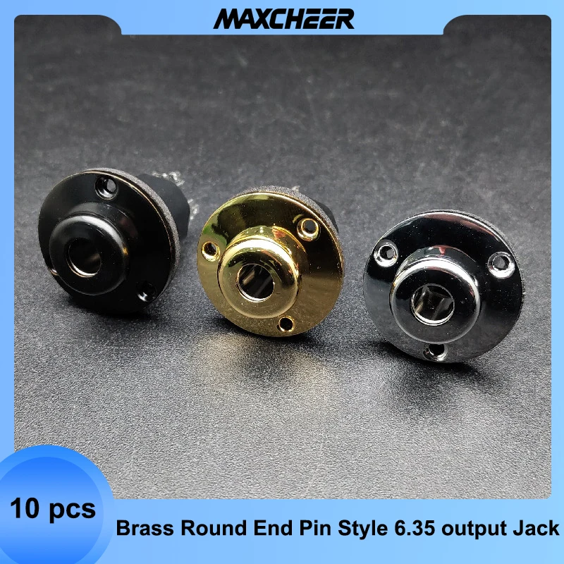

10pcs Brass Round End Pin Style 6.35 Output Jack for Brass Acoustic Guitar Ukulele Equalizer EQ Pickup Output