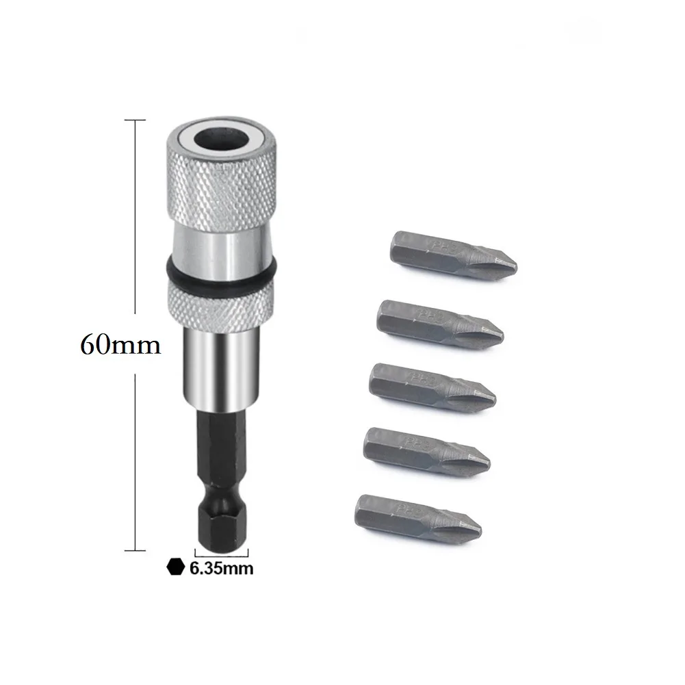 

Magnetic Bit Holder Screwdriver Adjustable Depth Hex Shank Super Strong Magnetic Tip Non Slip Blue/Red/Silver (Optional)