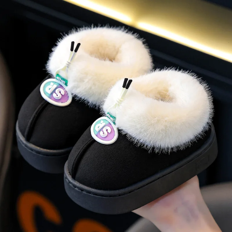 Children Winter Fashion Cotton Shoes Cartoon Soft Soled Warm Non-slip Girls Home Outdoor Boys Thick-soled Wool Cotton Shoes