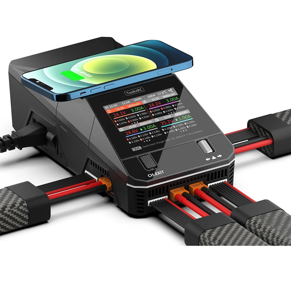 NEW ToolkitRC Q6AC Charger AC 400W/DC 1000W 4CH output Built-in 65W USB A/TYPEC Output ,LiPo, 1-6S，NiMH 1-16S,PB 1-10S Charger thumbnail 5