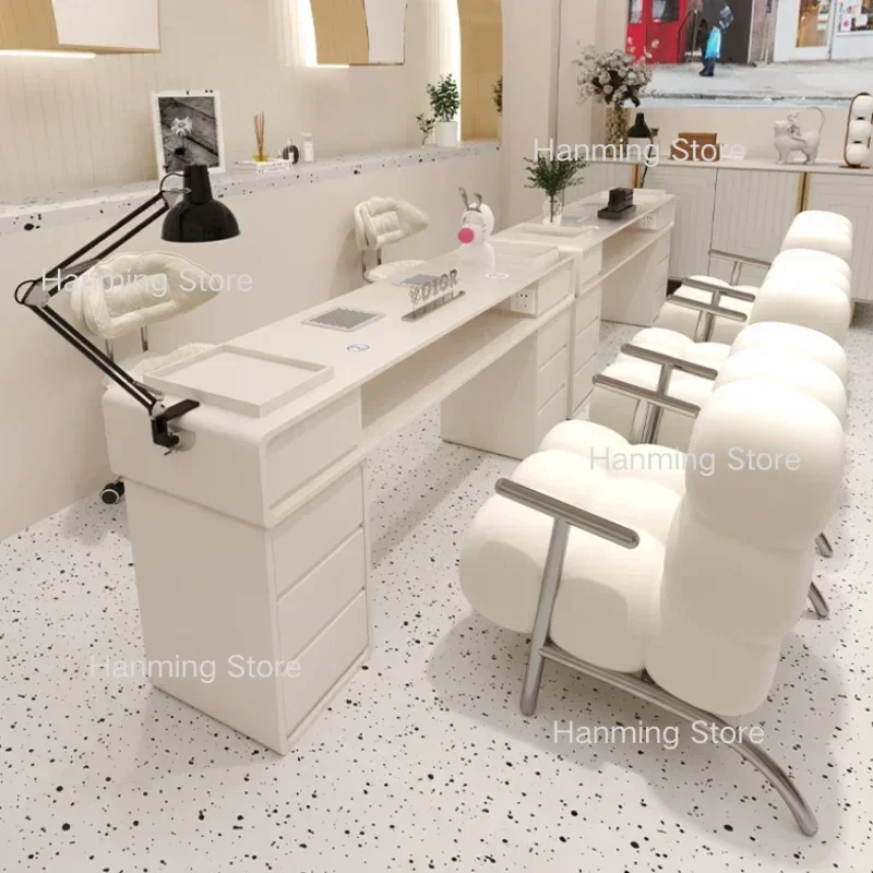 Luxury Nail Tables Manicure Professional Beauty Salon Vacuum Nail Tables Desk Modern Women Nageltisch Tech Supplies MR50NT
