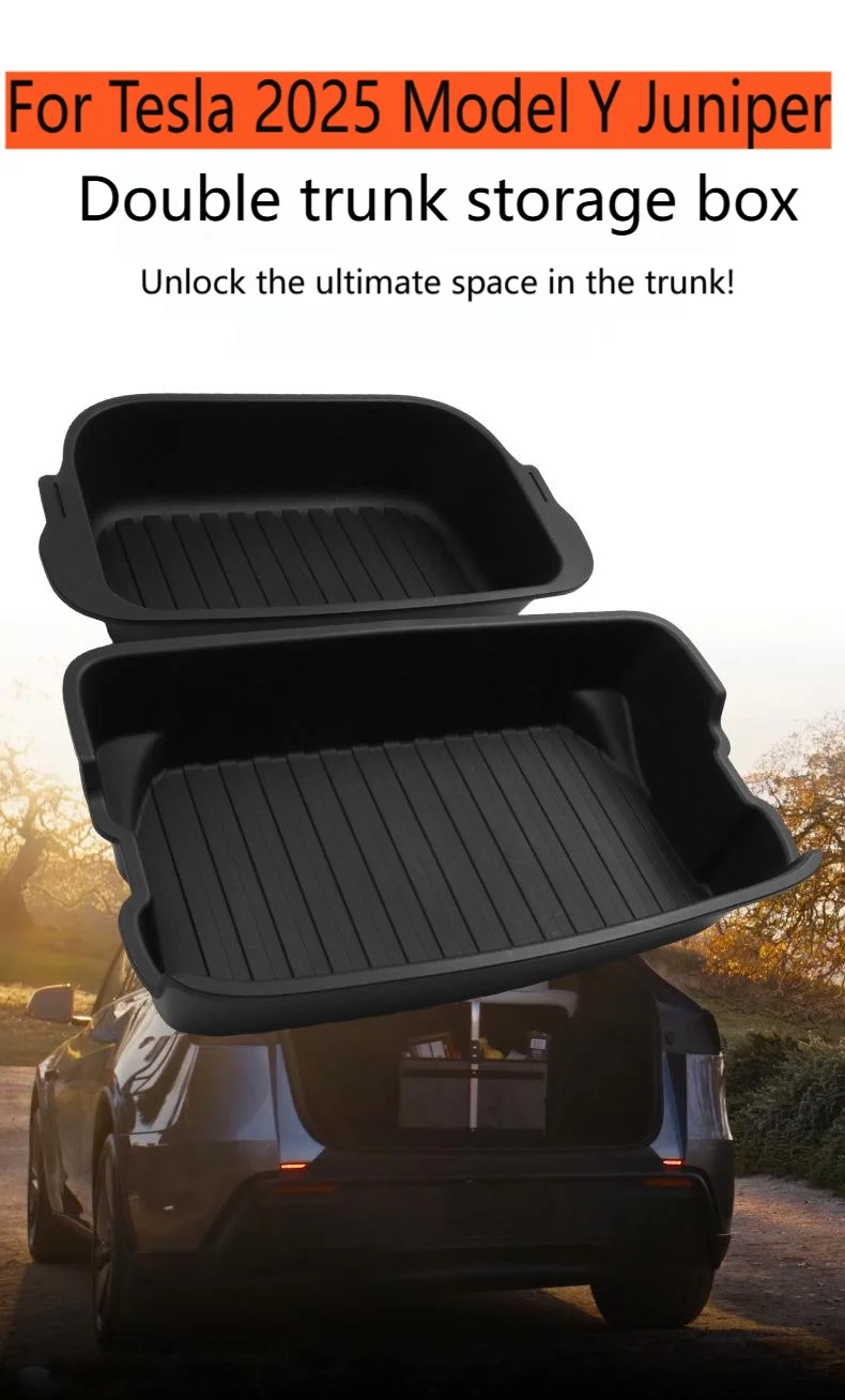 Rear Storage Box For Tesla New Model Y Juniper 2025 Double-Layer Rear Trunk Orga