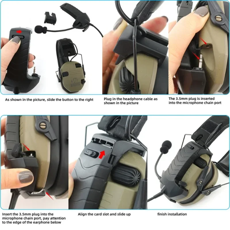 External Microphone Kit for Walker's Razor Electronic Earmuffs 2023 New Anti-noise Hunting Shooting Headphone Adapter