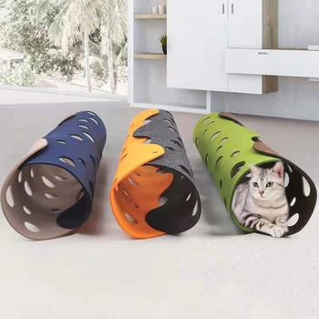 맞춤형 고양이 터널 펠트 매트 장난감, 접이식 고양이 튜브 장난감, 동굴 둥지, DIY 조합 놀이 터널, 반려동물 상호작용 장난감