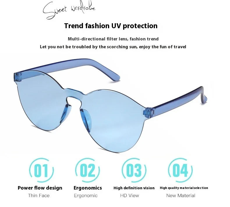 Neue rahmenlose einteilige Jelly transparente Sonnenbrille Candy Sonnenbrille einteilige Farbe – Detail 5