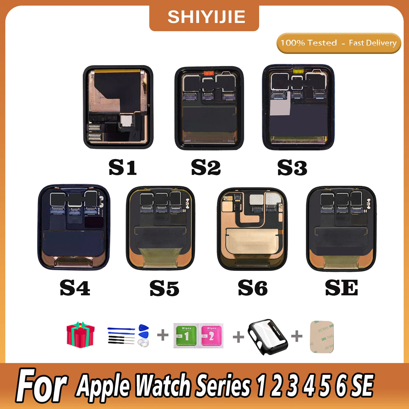 Testato Per Apple Watch Series 1 2 3 4 5 6 Display Lcd Touch Screen Per Display Iwatch 38/42Mm 40/44Mm Gps Lte Digitizer