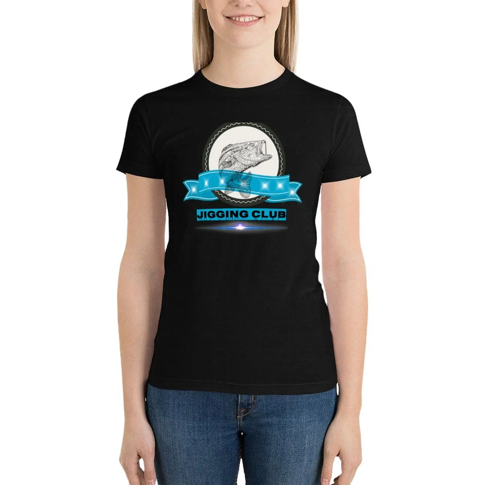 

Jigging Club T-Shirt korean fashion cute clothes funny Top Women