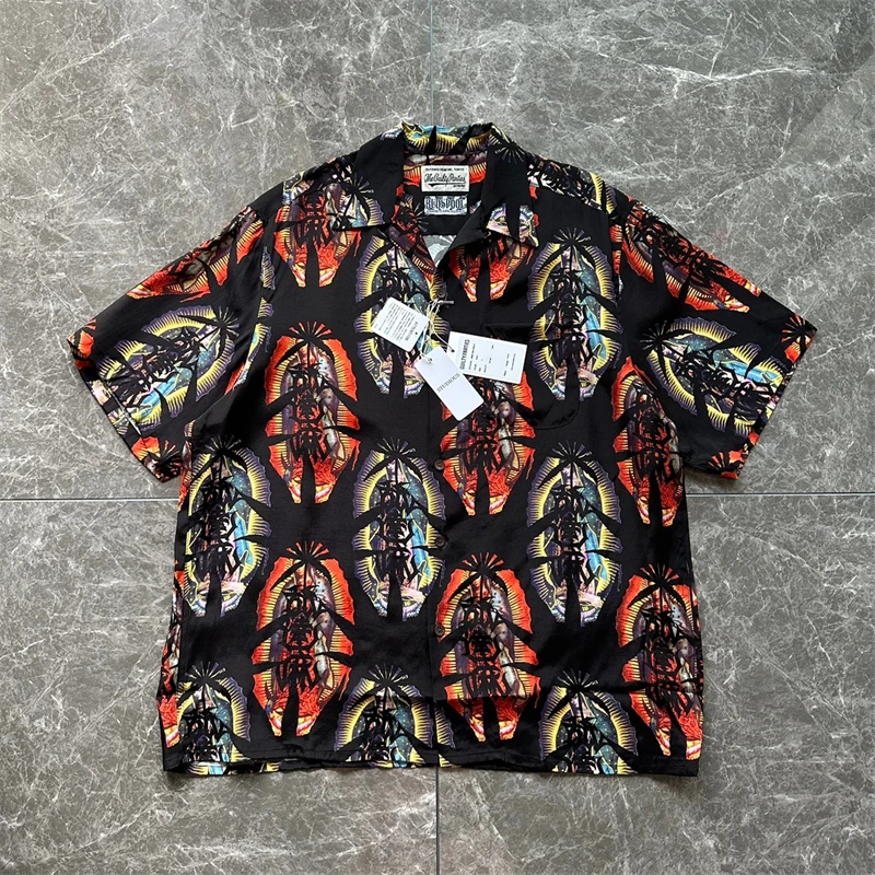 

New Fasion Snake Print Wacko Maria Shirt Men Women 1:1 Top Quality Short Sleeve Hawaii Beach Shirts Wholesale Clothes