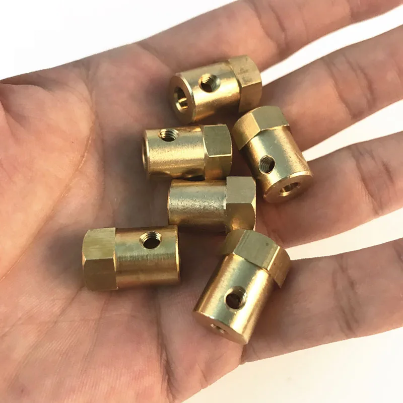 2/3/3.17/4/5/6/7/8mm Hexagonal Brass Shaft Coupling Motor Transmission Connector Screws Wrench Model Car Wheels Tires Shaft flexible coupling shaft coupler shaft connector rigid shaft coupler