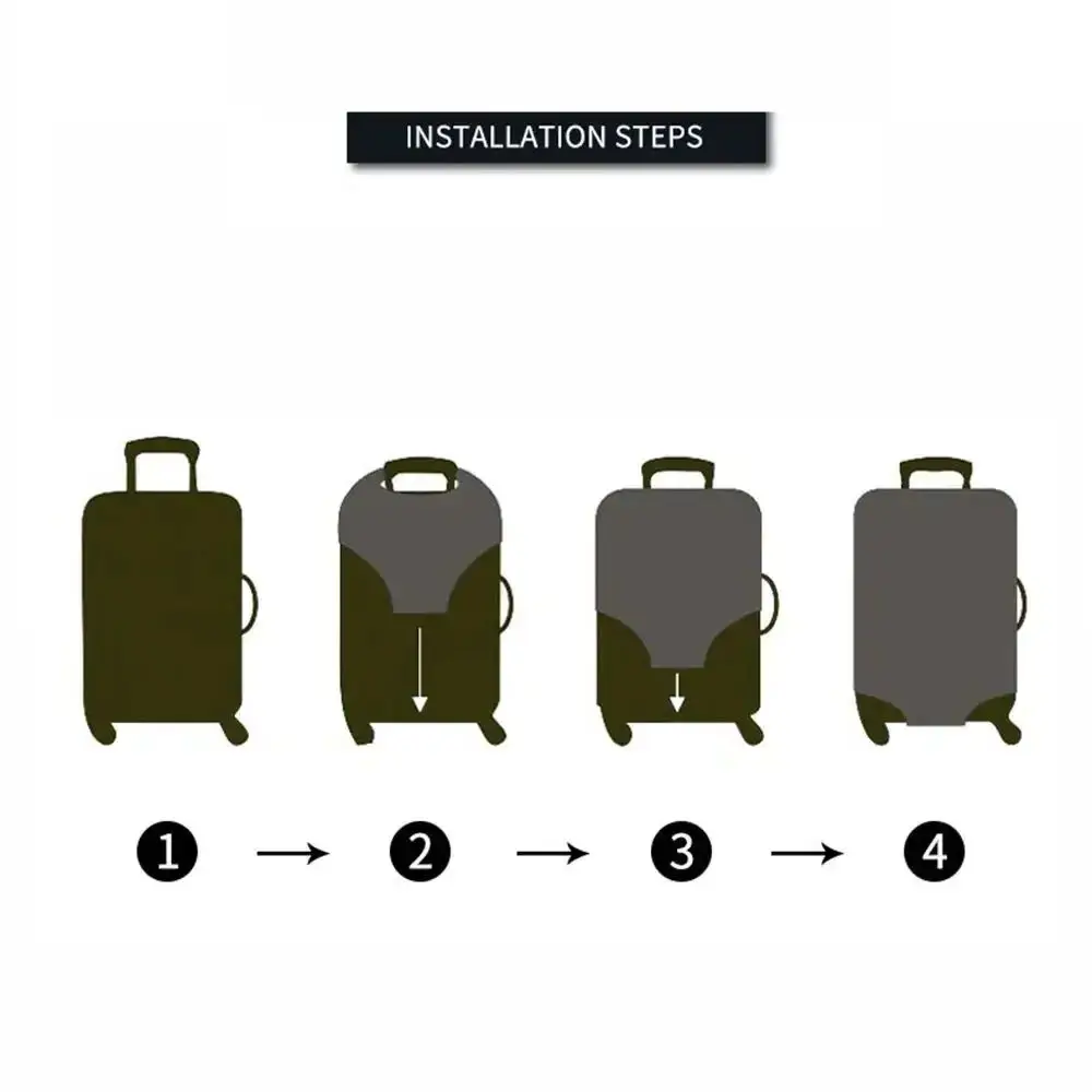 Black Luggage Cover 1PC High Elastic Thick Durable Dustproof Suit Case Protector 3 Sizes Invisible Zipper Bag Travel Accessories luggage cover