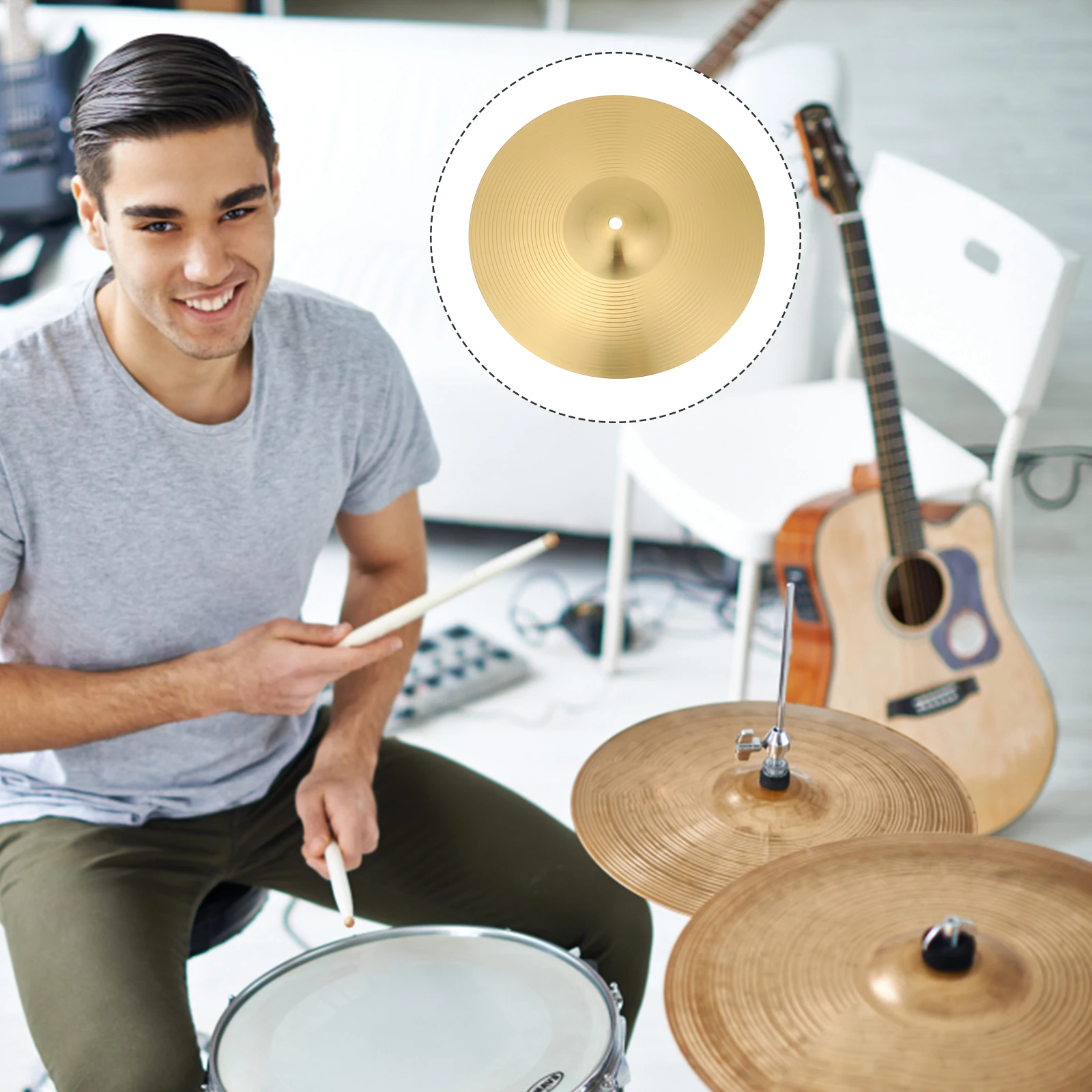 Drum Cymbal Kit 1pc Brass Cymbal Hi Hat Drum Kit Cymbal Ride Drum Percussion Crash Brass Kit Accessories 8 Inch