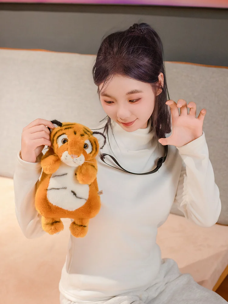 Mehrere Stile schöne Tier Plüsch Umhängetaschen weiche Cartoon Tiger Leopard Waschbär gefüllte Plüschtier Geburtstagsgeschenk – Detail 3