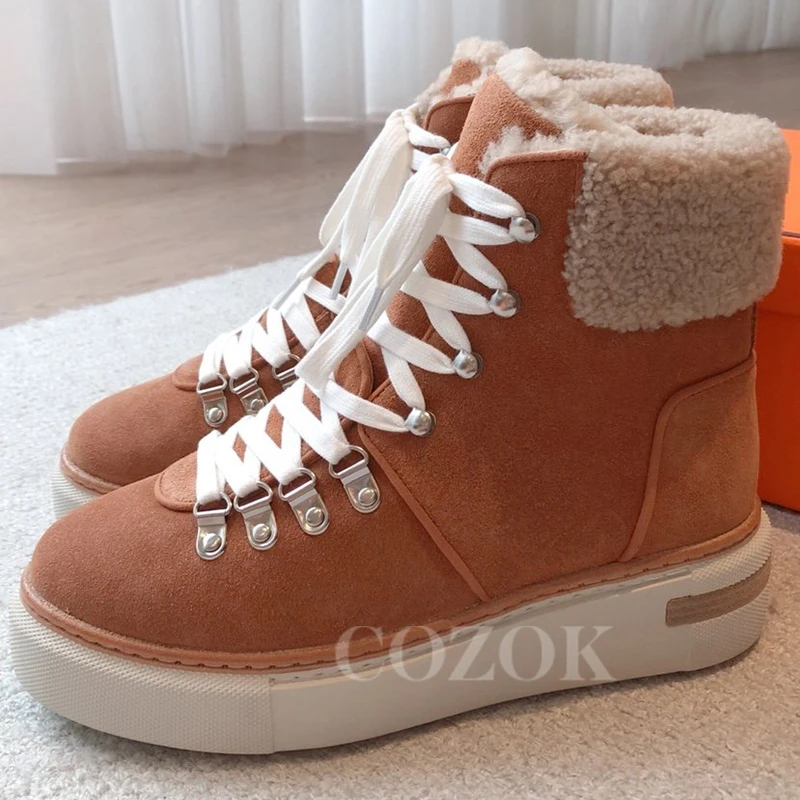 

High-End Female Loafers Autumn New Mixed Colors Upper High Top Casual Shoes Lace-up Thick Bottom Ladies Leisure Shoes