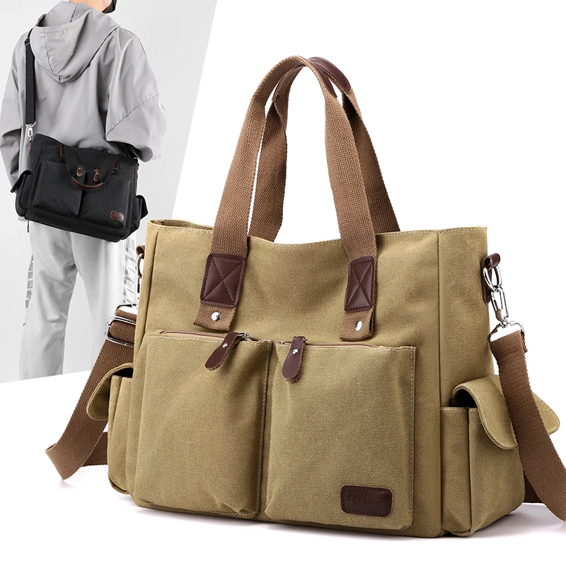 Canvas retro crossbody bag, handbag commuting bag, shoulder bag, work bag, large capacity handbag