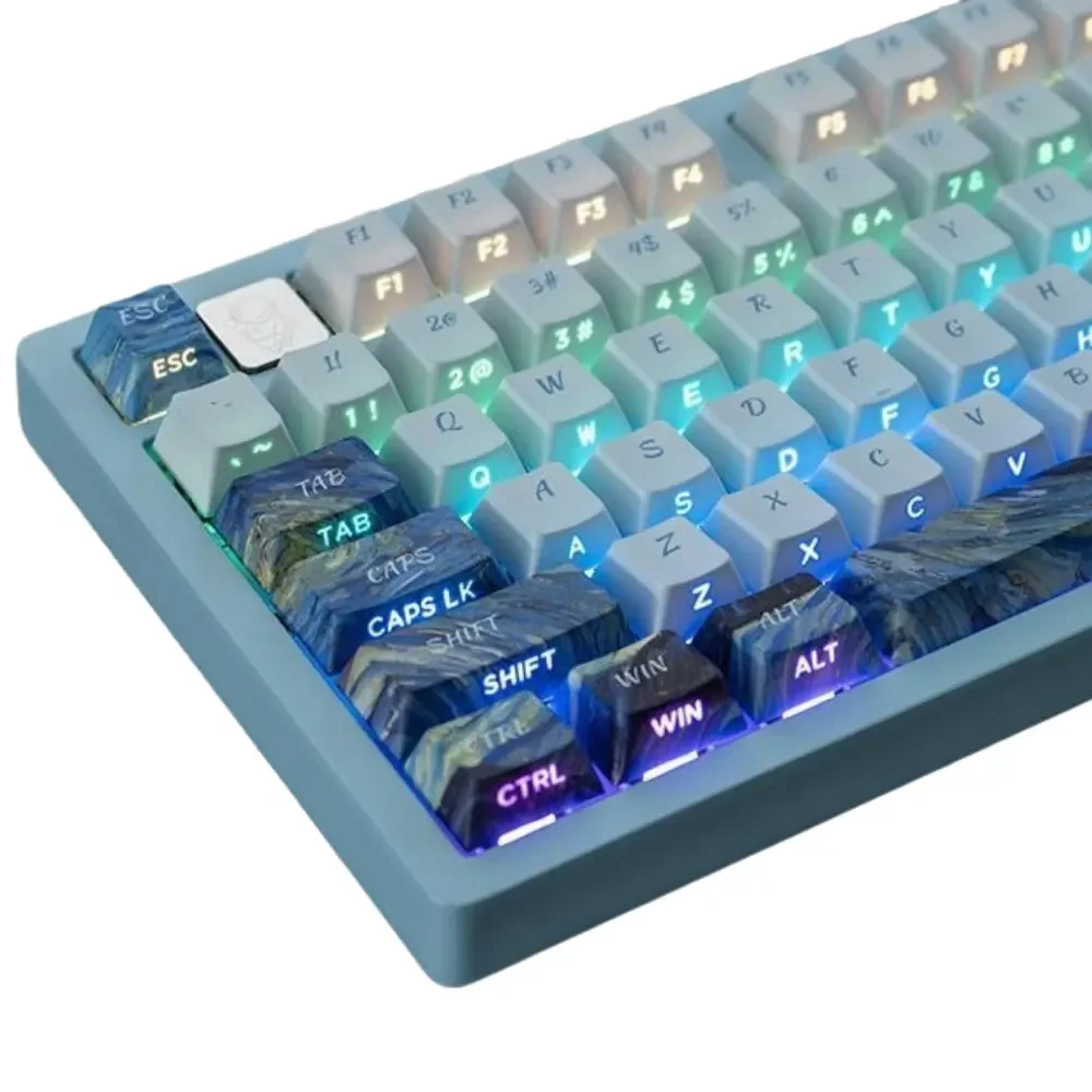 130 Keys Morse Code Side-Word Keycaps Cherry Height PBT Thermal Sublimation For 61 64 68 75 84 87 99 104 108 Mechanical Keyboard