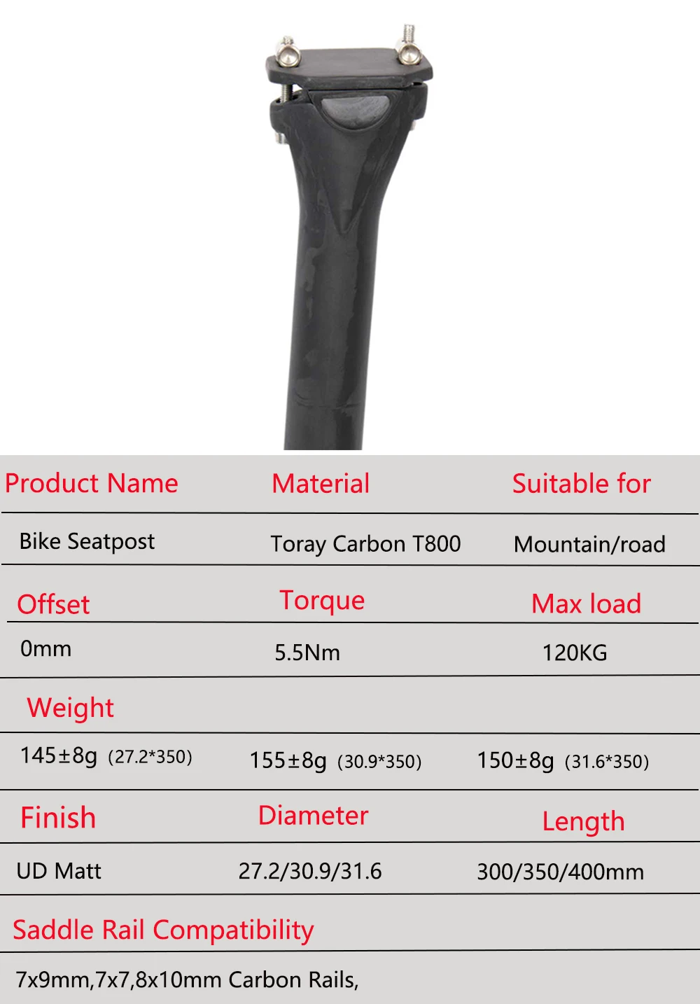 ELITA ONE Carbon Sattelstütze 27,2/30,9/31,6mm UltraLight 145g MTB/Rennrad Sattelstütze Sitzrohr Radfahren teile Zubehör – Detail 2