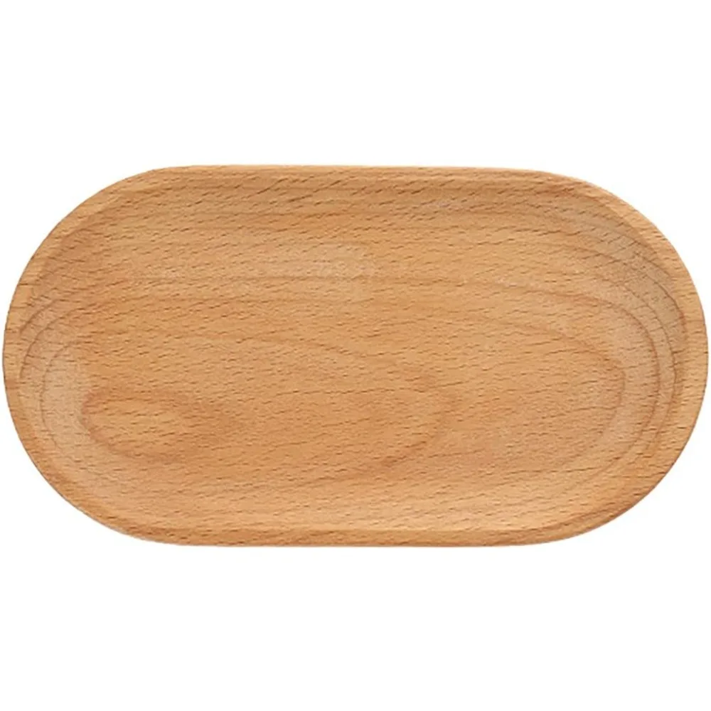 1pc Tableware Wooden Plate Beech Oval Tray Mini Solid Wood Small Dinner Plate Children's Whole Wood Dinner Wooden