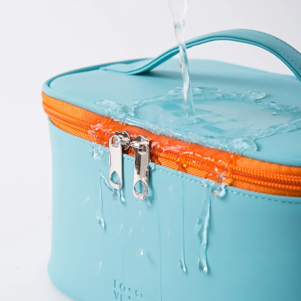 Candy Color PU Leather Cosmetic Bags Women Fashion Simple Makeup Bag Female Waterproof Large Capacity Toiletries Organizer Bag