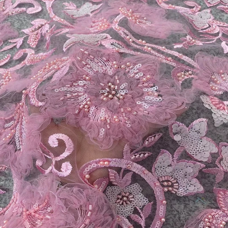 

Новое поступление, африканская ткань ручной работы с бисером, нигерийское французское кружево для вечерние TS9927