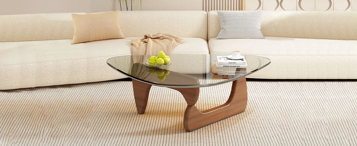 Triangle Clear Glass Coffee Table for Living Room