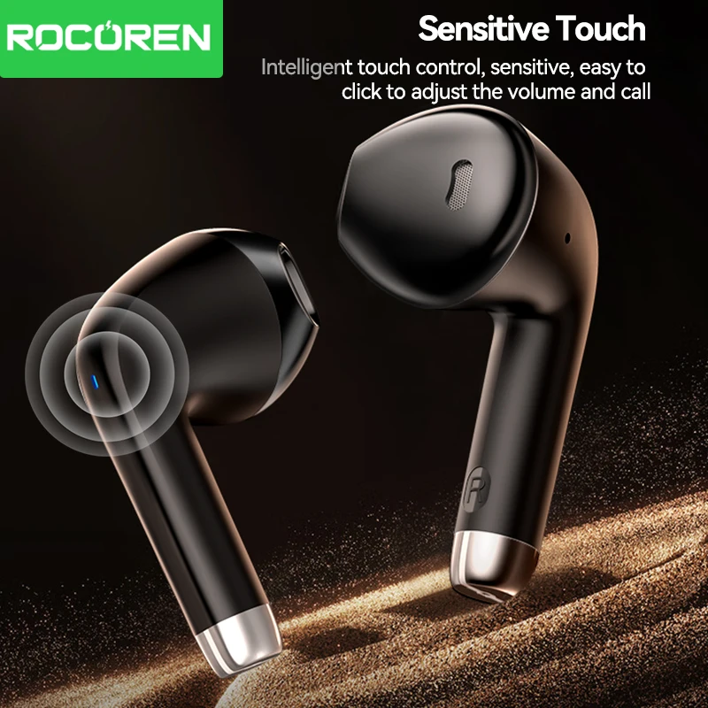 Rocoren Mini Wireless Bluetooth Earphones with Touch Control and Sports Design