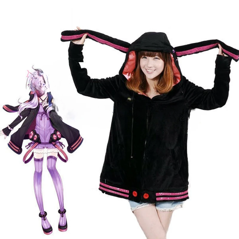 

Vocaloid 3 Yuzuki Yukari Cosplay Oversized Hoodie Jacket Anime Costumes Hooded Zipper Warm Coat Size S M L Free Shipping