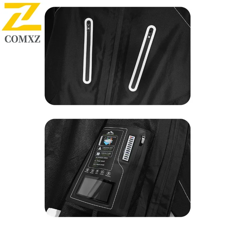 COMXZ Men's Chaqueta 3-In-1 Detachable Windproof Waterproof Ski Work Biker Jacket Hiking Breathable Scratch Resistant Outerwear