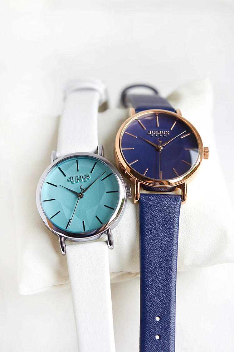 Retro Women's Watch Japan Quartz Big Hours Simple Fine Fashion Dress Leather Clock Bracelet Girl Birthday Gift Julius