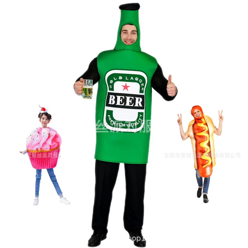 Women Hot Dog Beer Costume Cosplay Food Halloween Funny Costumes Cake Role Play Men's