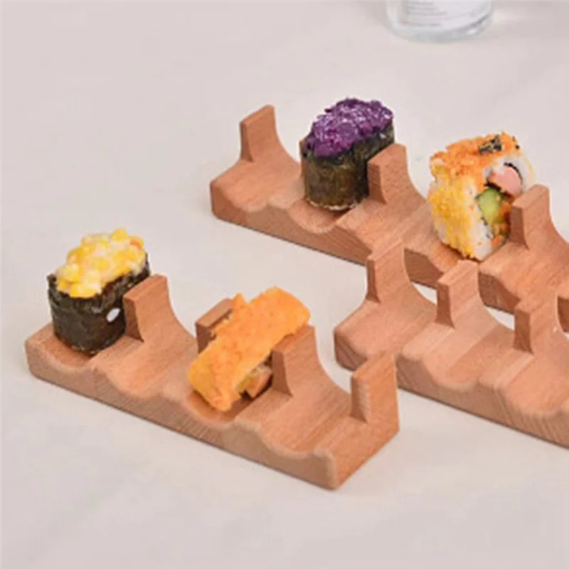 A96K-Wood Sushi Tacos Holder Taco Stand Serving Rack Divider Taco Rack Tray Plates For Home Restaurant Dining Party 5