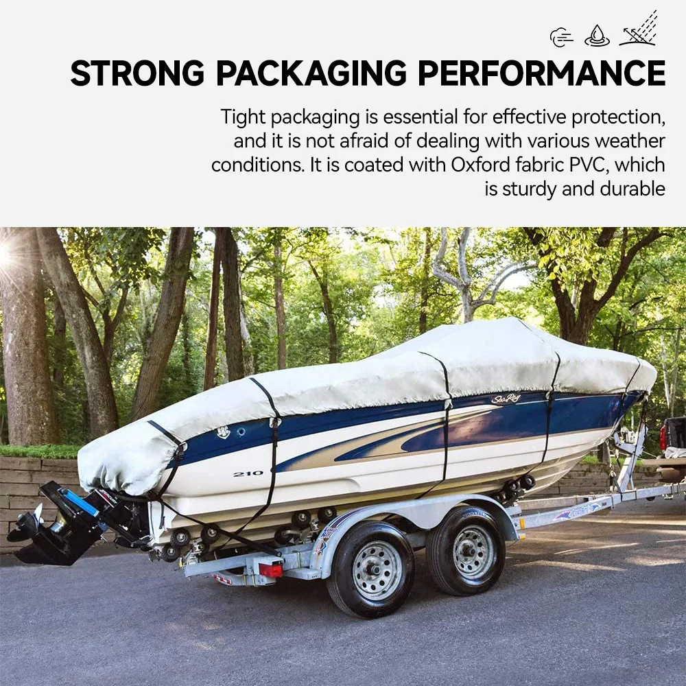 thumbnail image 2 of Blue 210D Waterproof Boat Cover - Heavy Duty Marine Sunshade For 11-13ft Fishing Boats, Trailerable 2 of 12