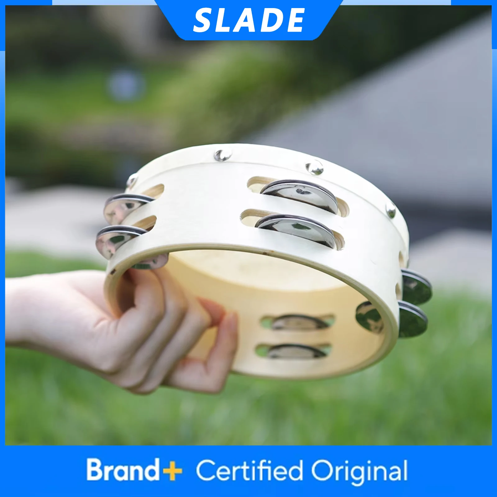 SLADE 6 인치 탬버린 양가죽 핸드헬드 드럼 양면 어린이 계몽 음악 장난감 오르프 타악기