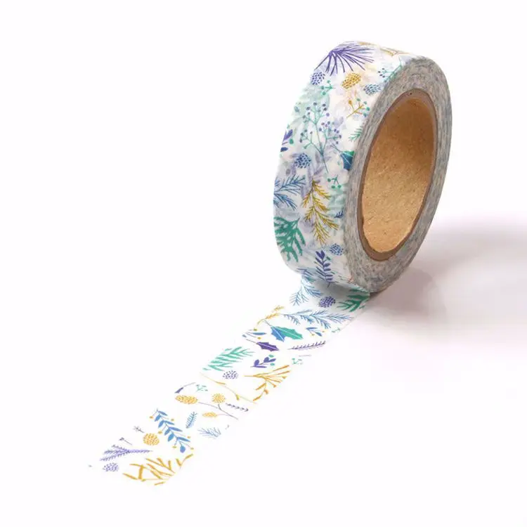 NEW 1PC 10M Decor Floral Leaves Japanese Paper Washi Tape Set for Scrapbooking Adhesive Masking Tape Cute Journal Stationery 6