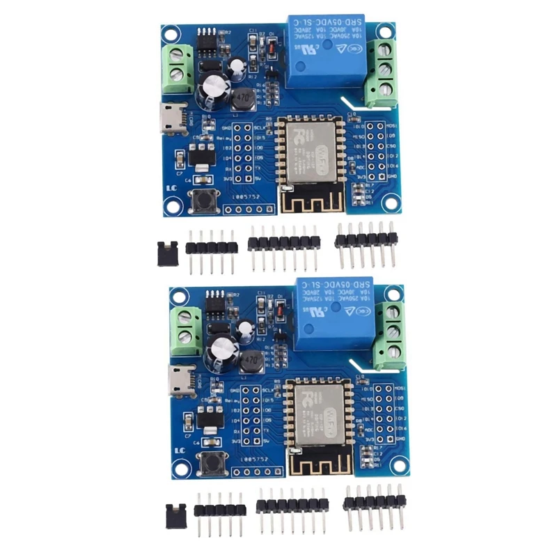 

2X WIFI Relay Controller Module, DC 5V 8V-80V ESP8266 Wireless Controller Module ESP-12F For IOT Smart Home APP