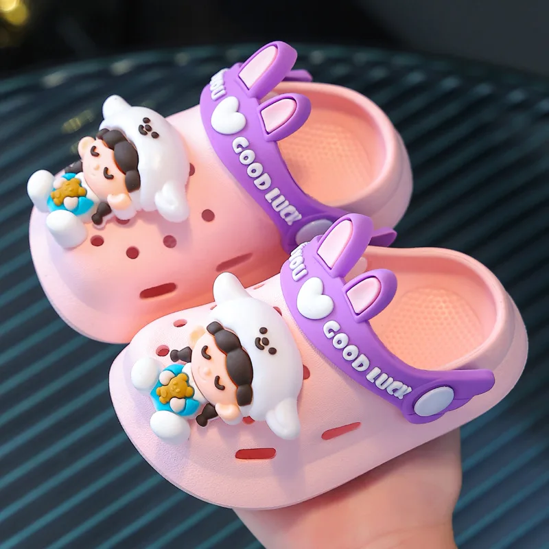 

Baby Girl Sandals Cartoon Doll Apliques Kids Shoes Summer Toddler Flip Flops Children Home Beach Swimming Slippers