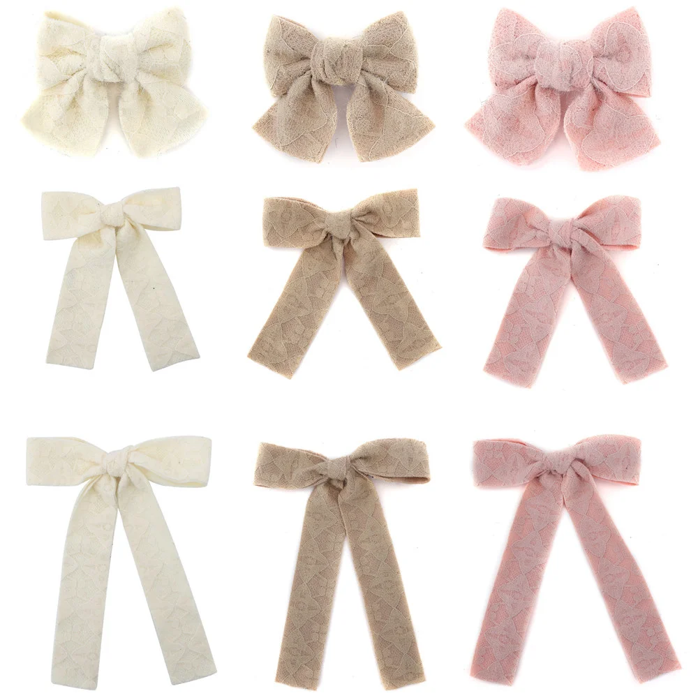 

001P Plush lace tape Hair Bows Cute Hairpins Girls duckbilled Hair Clips Barrettes Clip Kids Headwear Fashion Hair Accessores