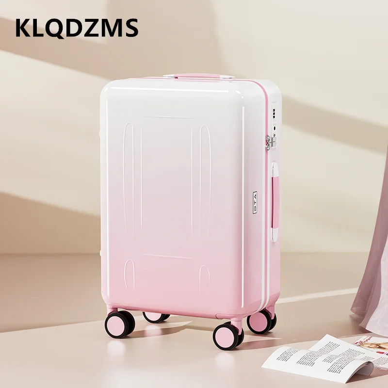 KLQDZMS ABS+PC Suitcase 20 Inch Boarding Case 24" Cart Case Cart Style Travel Bag USB Charging Port Carry-on Travel Luggage
