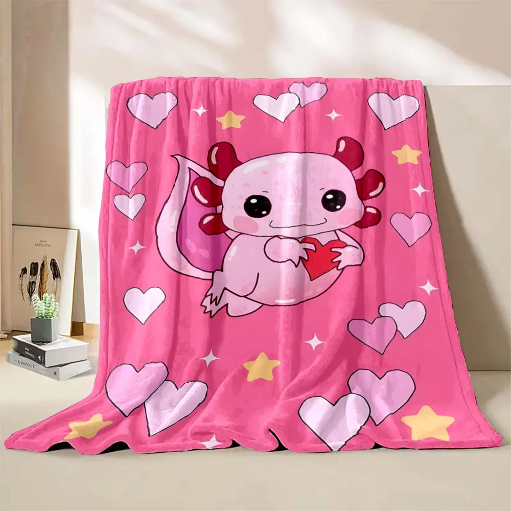 6 Sizes Cute Axolotl Printed Blanket Warm Soft and Comfortable Home Travel Blanket Sofa Bedding Cover Blanket Kids Gamer Gift 4