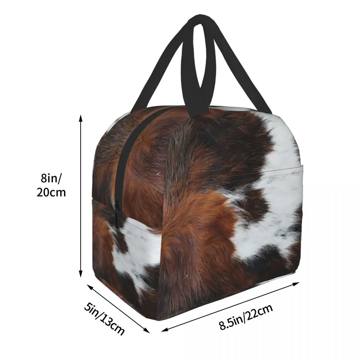 Scottish Cow Cowhide Print Lunch Bag For Women Resuable Cooler Thermal Insulated Animal Skin Lunch Box for School Office Picnic