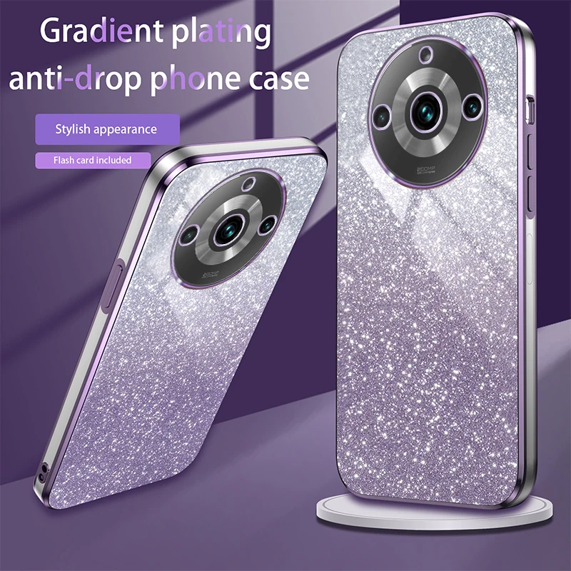 Luxury Bling Electroplate Glitter Phone Case with Soft TPU Bumper and Clear Back Cover