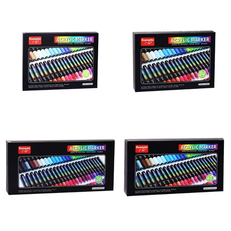 

Acrylic Paint Pens, Set of 48 Assorted Color Paint Markers, Water-Based Craft & Art Supplies for Rock Painting, Canvas