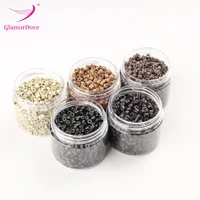 GlamorDove 1000 pièces 4mm Micro anneaux pour Extensions de cheveux microliens pour cheveux doublé de Silicone Extension de cheveux perle outils accessoires 2