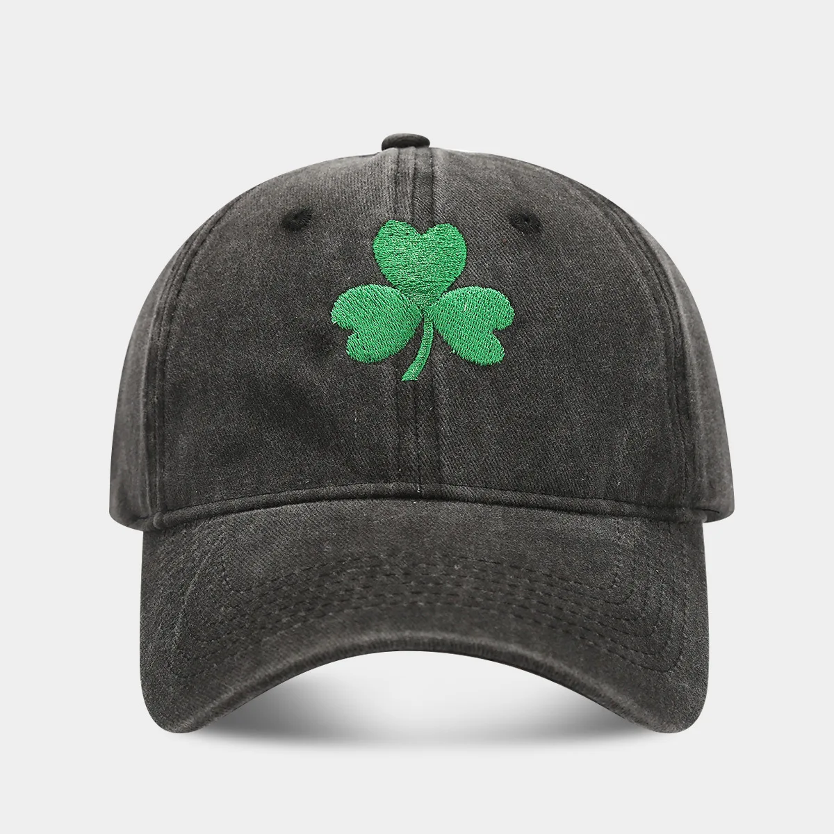 Retro Irish Green Clover Embroidered Duckbill Cap - Trendy Sunscreen Hat