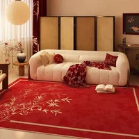 Red Simple Luxury Carpet for Living Room Chinese Style Decoration Home Bedroom Carpets Area Rug Non-slip Dining Room Mat Bedside 1